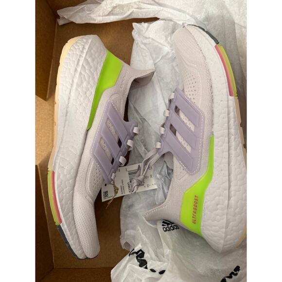 NEW Adidas Ultraboost 21 Women’s Running Shoes Lilac Lime Size 7 S23843 - Picture 8 of 8